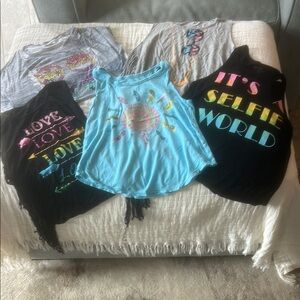 Flowers by Zoe Blue and Black Graphic Tank Tops